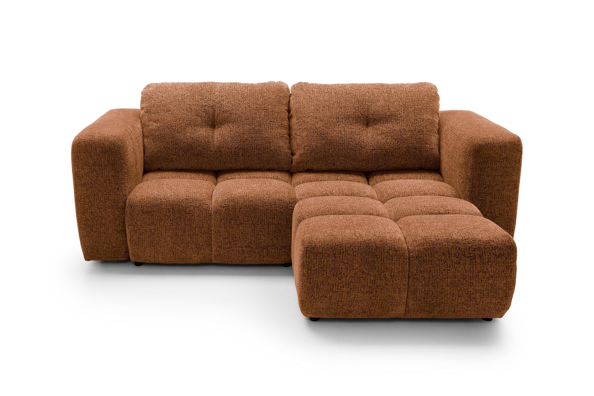 ECKSOFA ARTE 01 Orange Chenille mit Schlaffunktion - Orange, Holz (245/177cm) - MASSENO