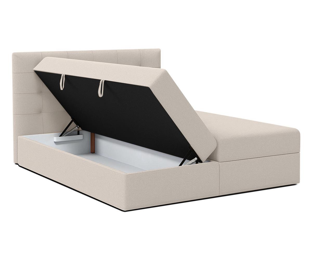 BOXBETT BELINAI 160x200 cm mit Bettkasten und Matratze - Beige + TOPPER - Beige/Schwarz, Holz/Holzwerkstoff (160/200cm) - AX Living