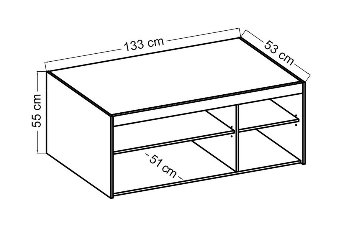 AUFSATZSCHRANK Storicos Eiche Lefkas 133/55,5/53 cm - 3T Modern - Braun, Holzwerkstoff/Kunststoff (133/55/53cm) - AX Living