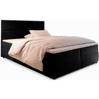 BOXBETT LENA 180x200 cm mit Matratze und Topper - Schwarz - Schwarz, Holz (180/200cm) - MASSENO