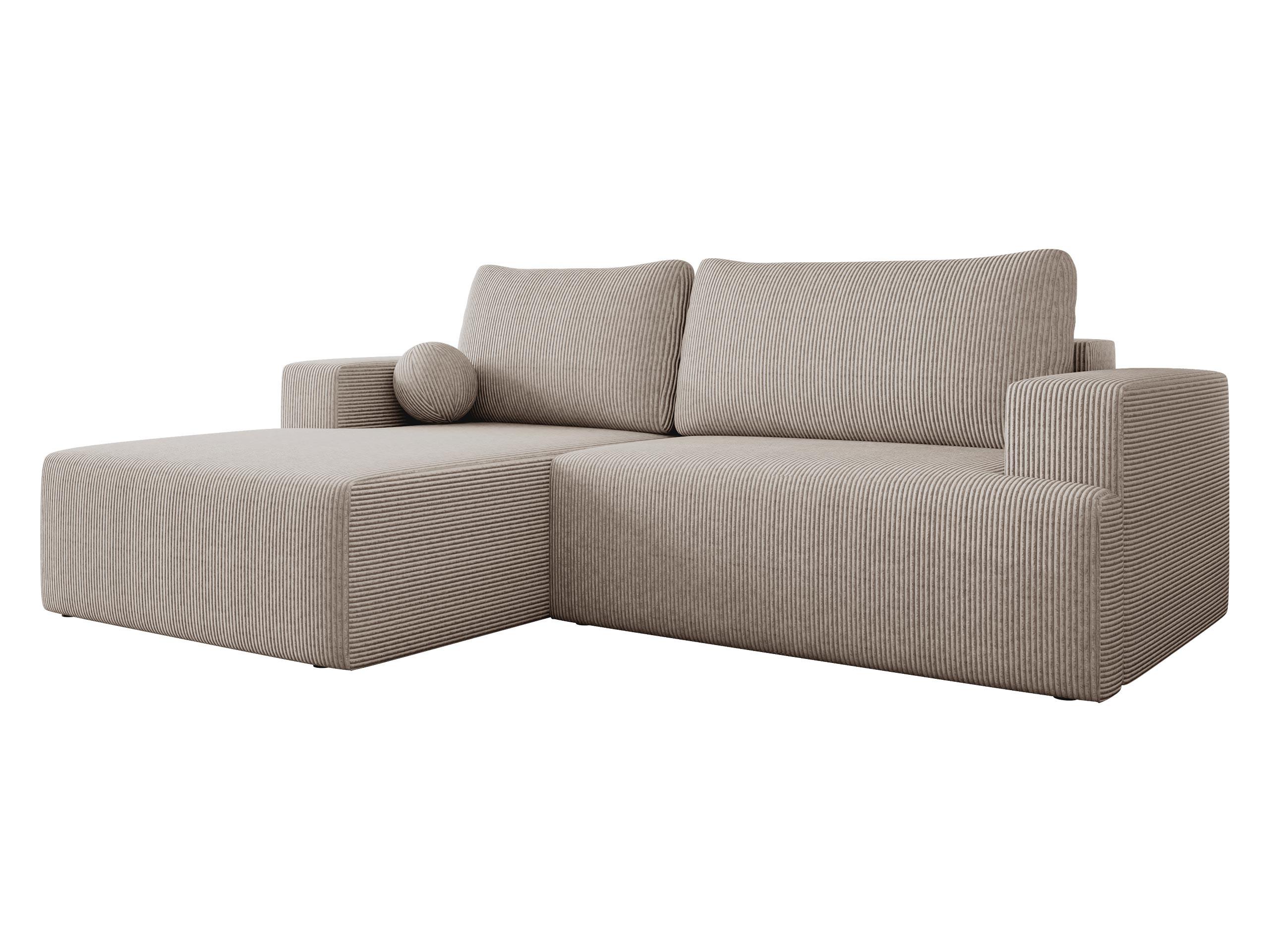 ECKSOFA Mivo Cord, Seite: Links - Schwarz/Sahara, Holz/Kunststoff (266/163cm) - MIRJAN24