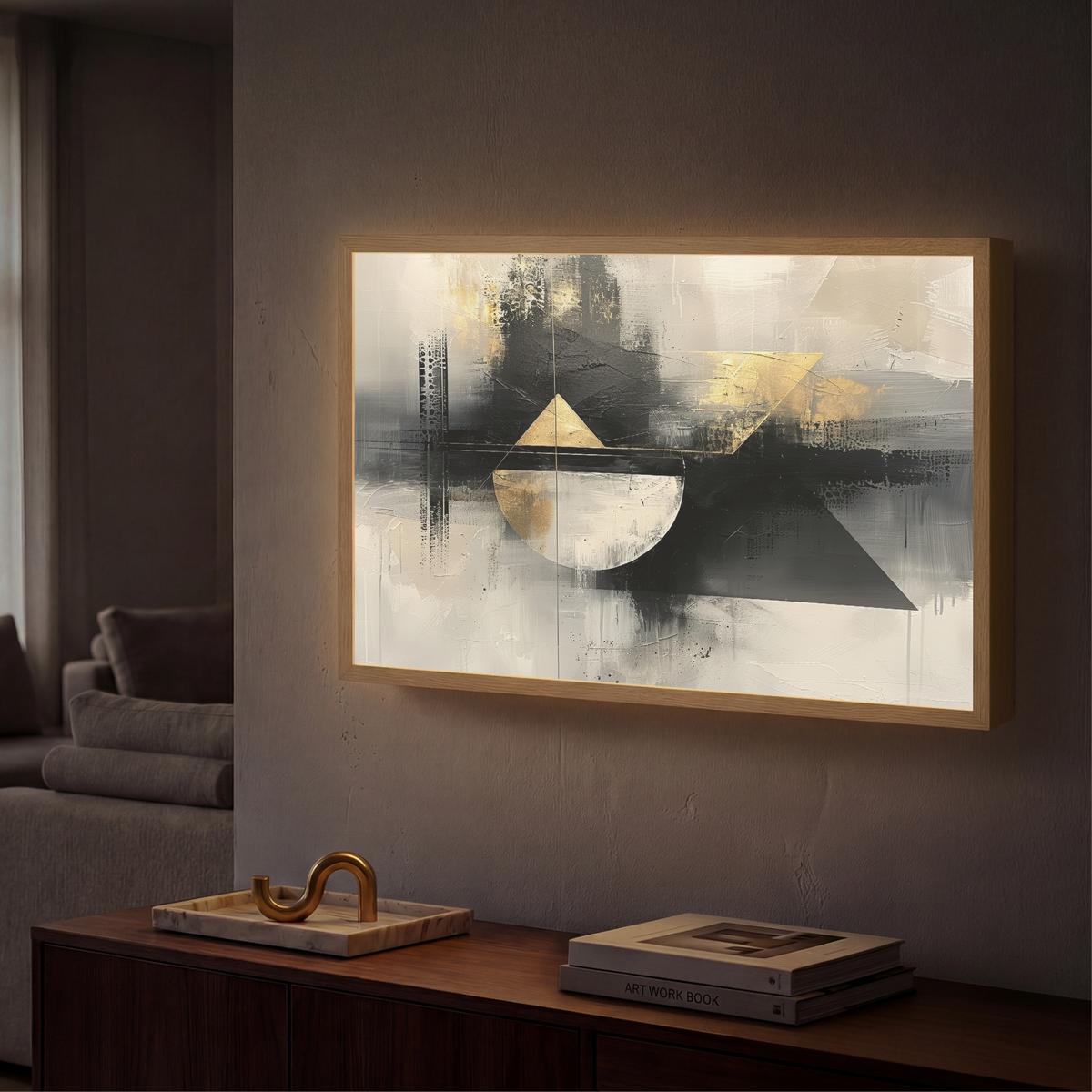 WANDLEUCHTE MIT AKKU Abstrakt - Schwarz - Farbe - Modern 60x40 cm - Grau, Holzwerkstoff (60/40/8cm) - OnlyWow