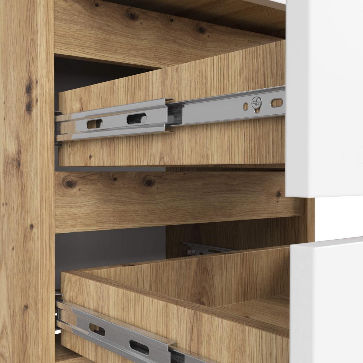KOMMODE Eiche Artisan, Weiß 57/40/35 - Eiche Artisan/Weiß, Holzwerkstoff (40/57/35cm) - RAUMHIRSCH FURNITURE