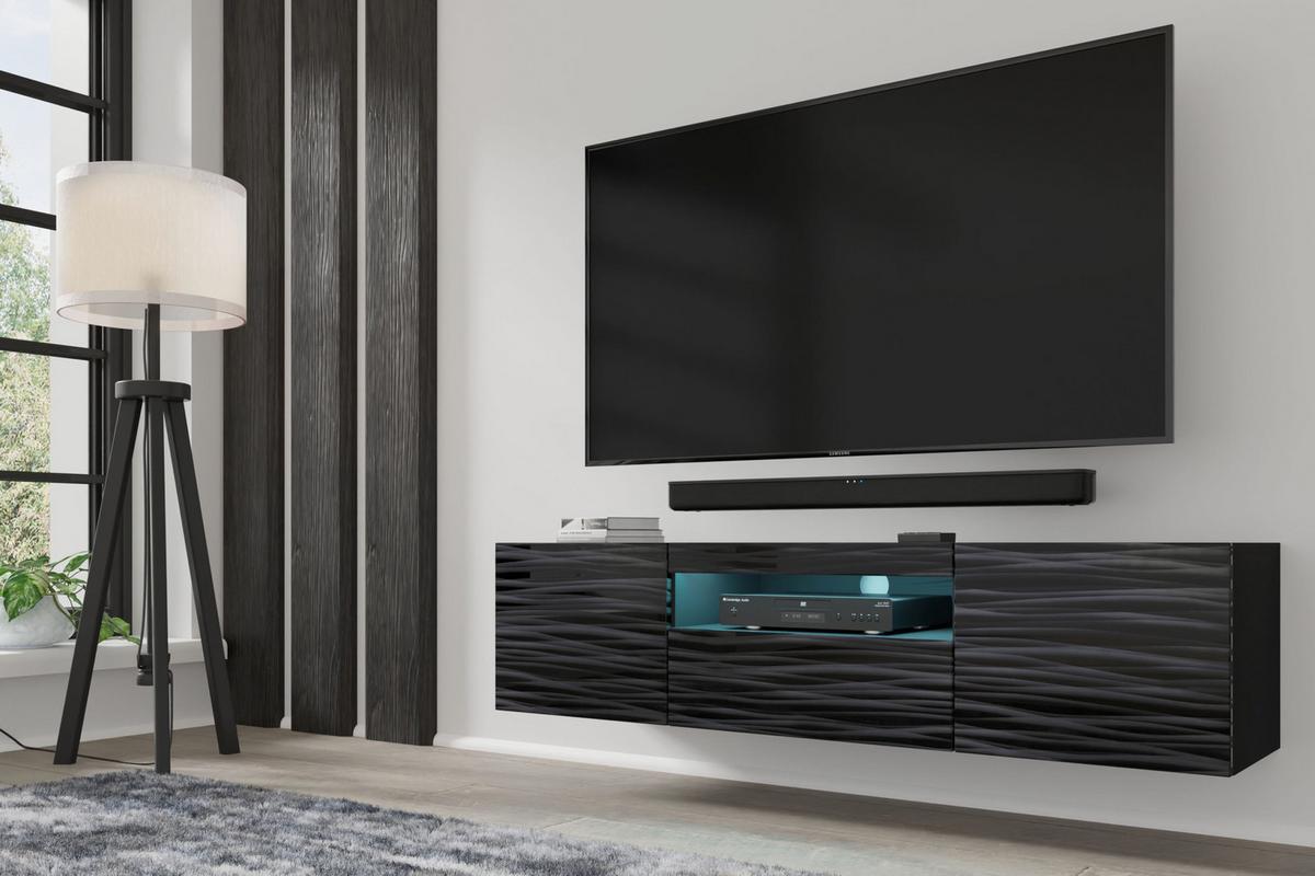 TV LOWBOARD Schwarz Hochglanz 150/42/37 - Schwarz Hochglanz, Holzwerkstoff (150/42/37cm) - RAUMHIRSCH FURNITURE