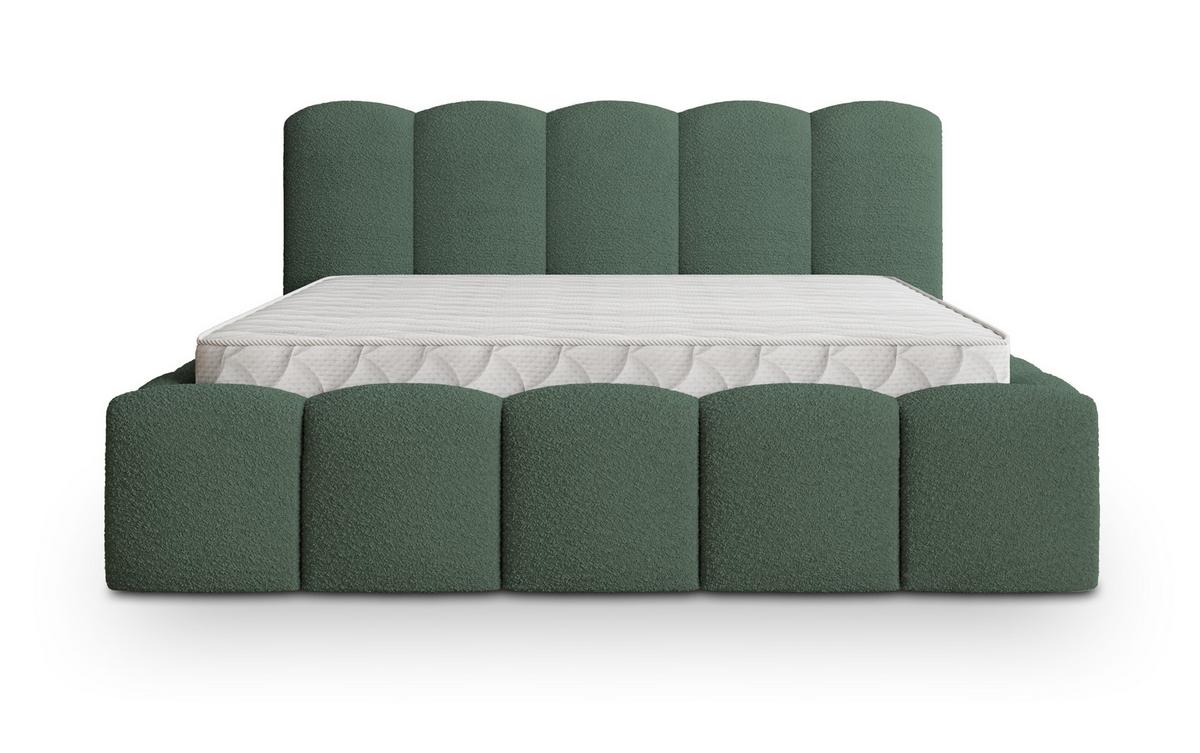 POLSTERBETT FALINA Q 200x200 cm mit Bettkästen - Grün - Grün, Holz/Textil - MASSENO
