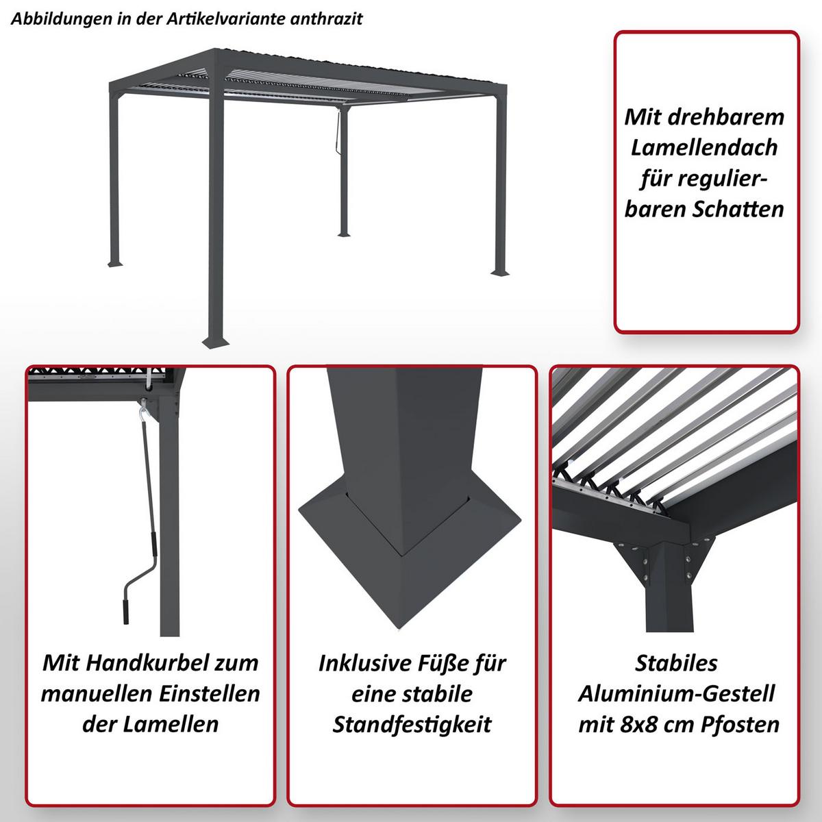 PERGOLA Weiß - Weiß, Metall (306/224/368cm) - MCW