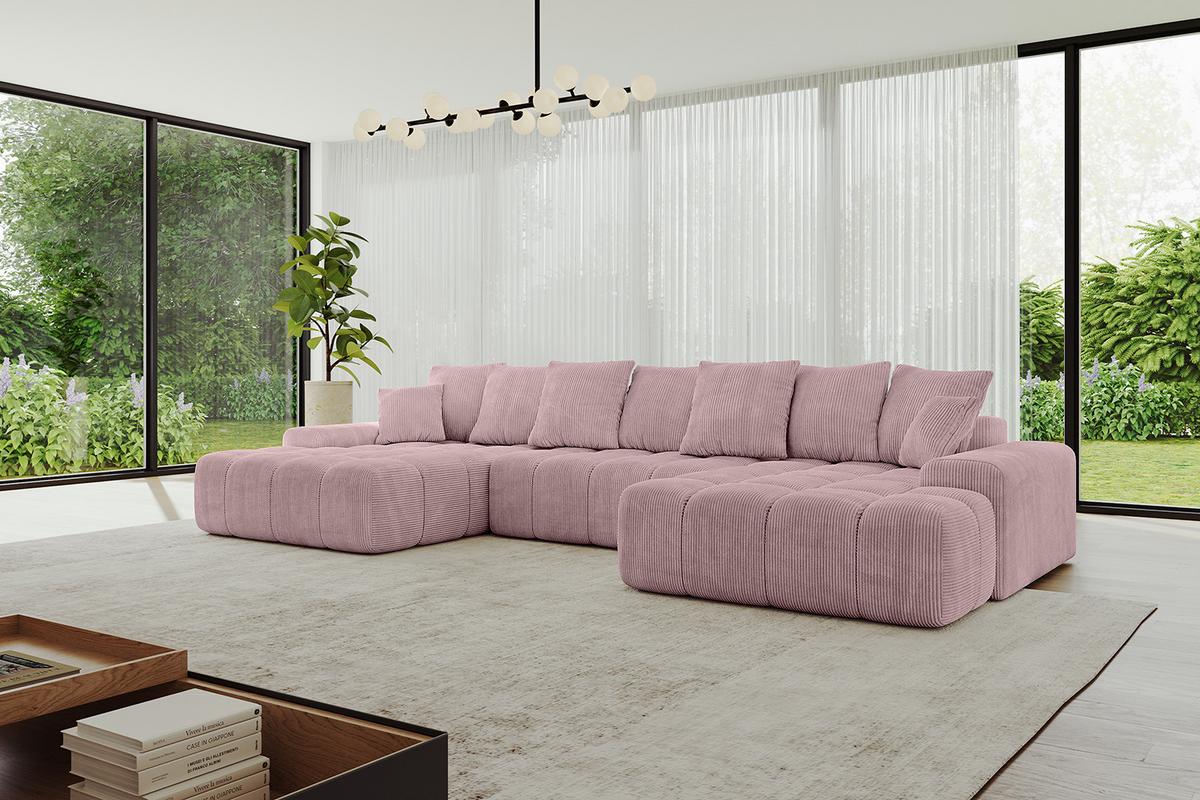 WOHNLANDSCHAFT ENSI-U - 353x164x69 cm Rosa - Rosa, Holzwerkstoff/Kunststoff (357/69/164cm) - ALTDECOR