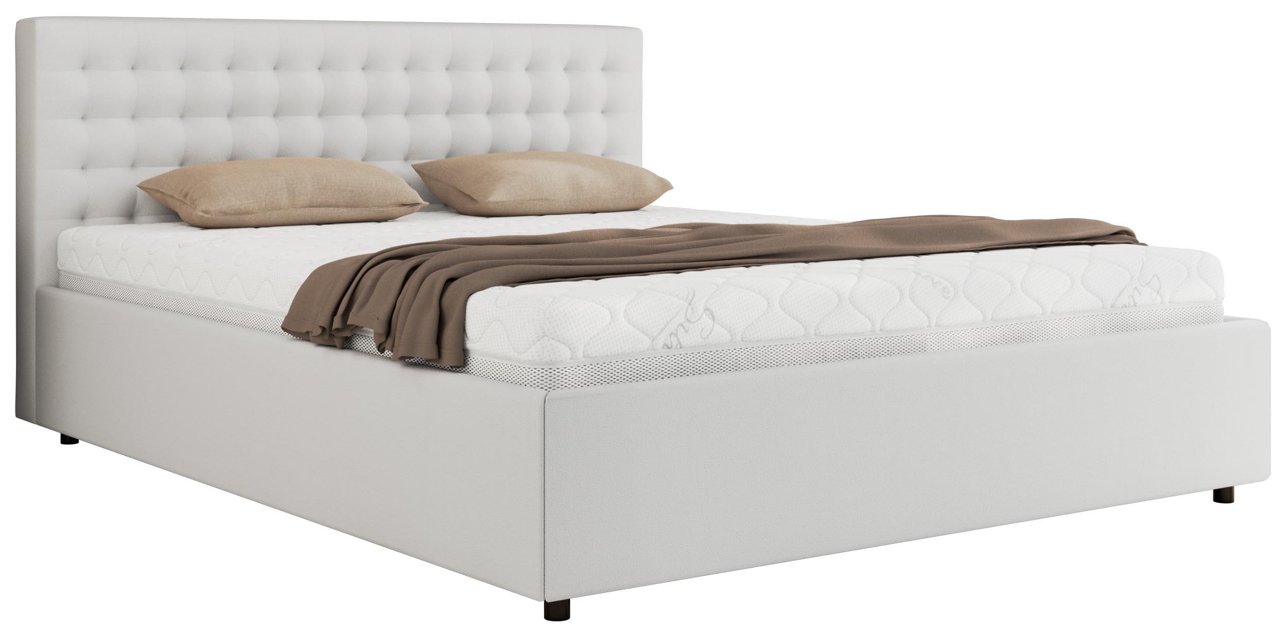 POLSTERBETT PAVO CLASSIC 180/200 - Weiß Kunstleder - Schaum-Matratze - Weiß, Textil (180/200cm) - MKS
