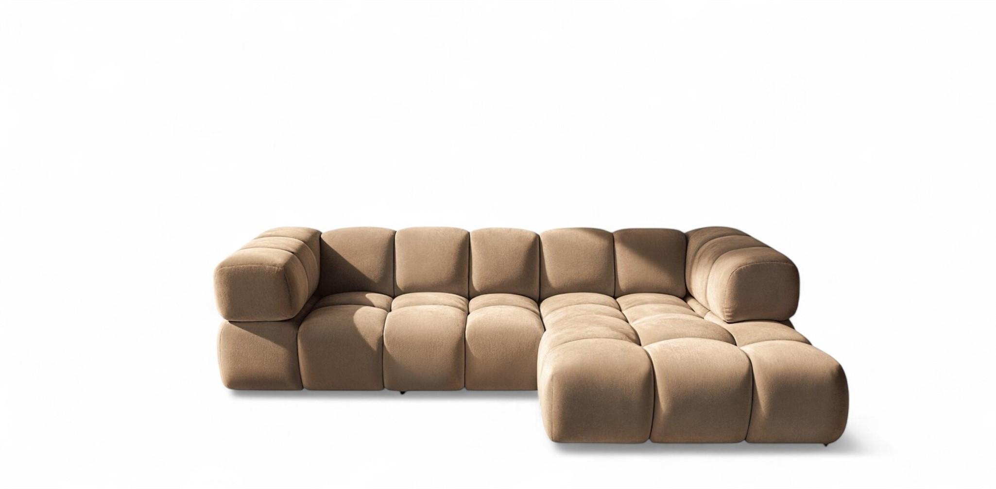 ECKSOFA Blanche In Bluvel - Mokka, Holzwerkstoff/Textil (150/280cm) - Fun Möbel