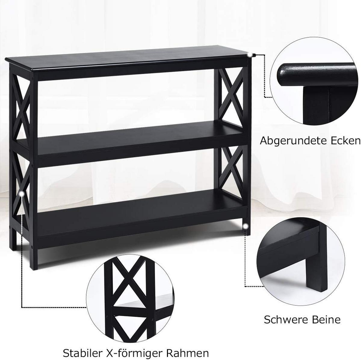 KONSOLENTISCH 80cm Schwarz - Schwarz, Holz (30/100/80cm) - COSTWAY