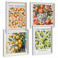 BILDER SET 4er Set - 50x50 cm & 40x60 cm Weißer Rahmen - Frische, farbenfrohe Zitrusfrüchte - Weiß, Kunststoff (50/50cm) - TULUP