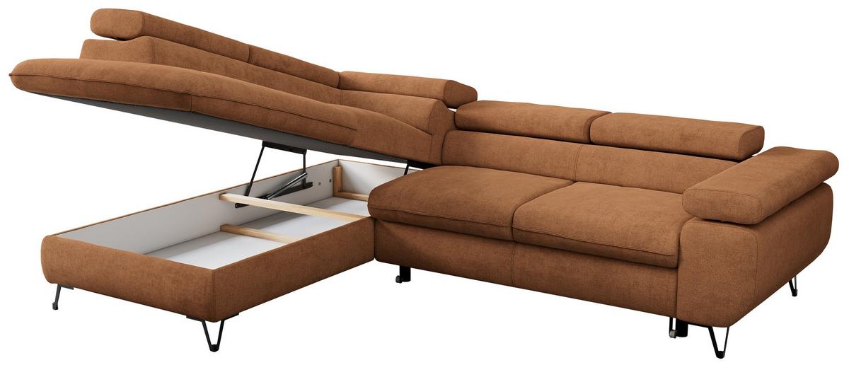 ECKSOFA PEDRO L Orange Struktur - Links Seite - Schwarz/Orange, Textil/Metall (208/273cm) - MKS