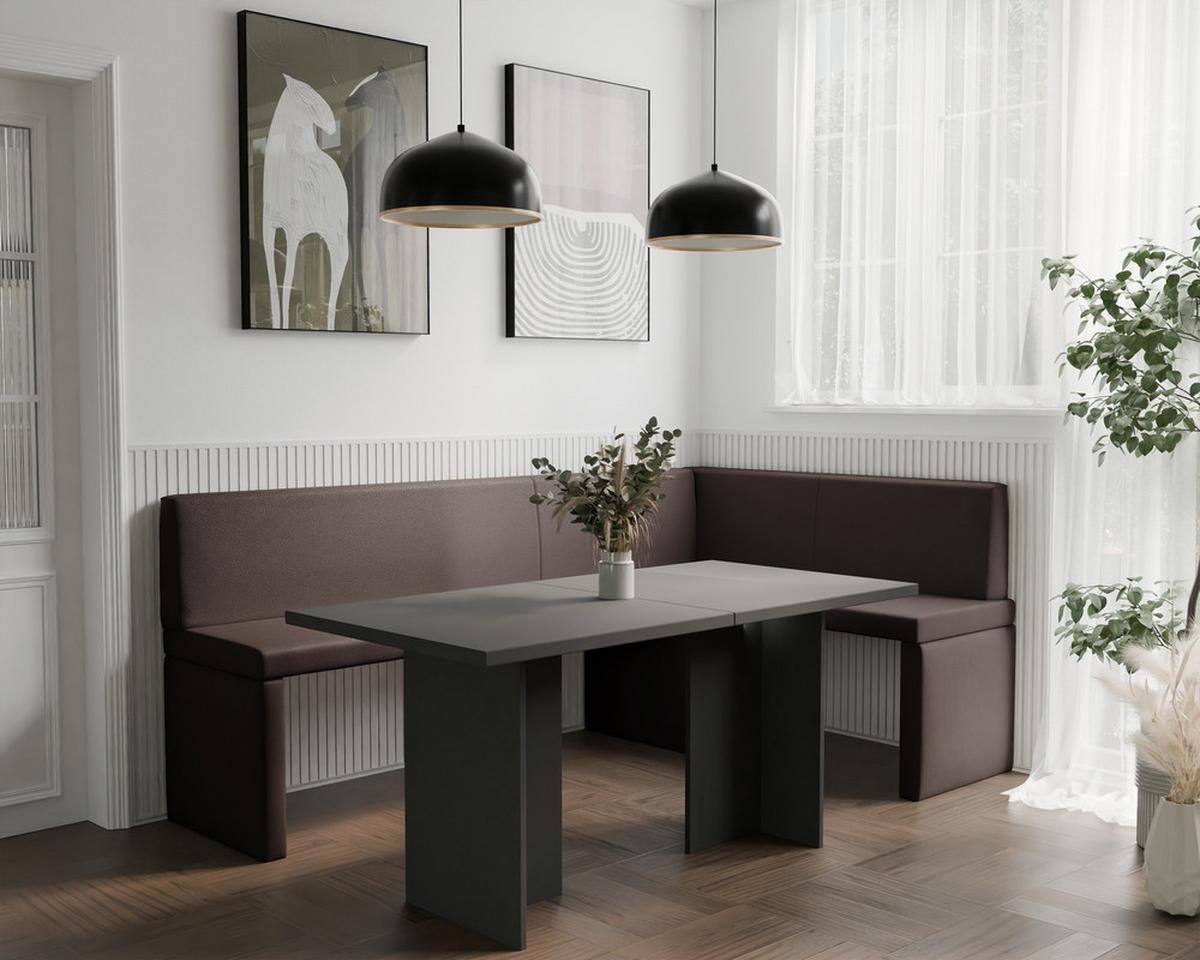 ECKBANK rechts OWEN Kunstleder, 142/196 cm Braun - Braun, Holz/Kunststoff (142/196cm) - Idohome