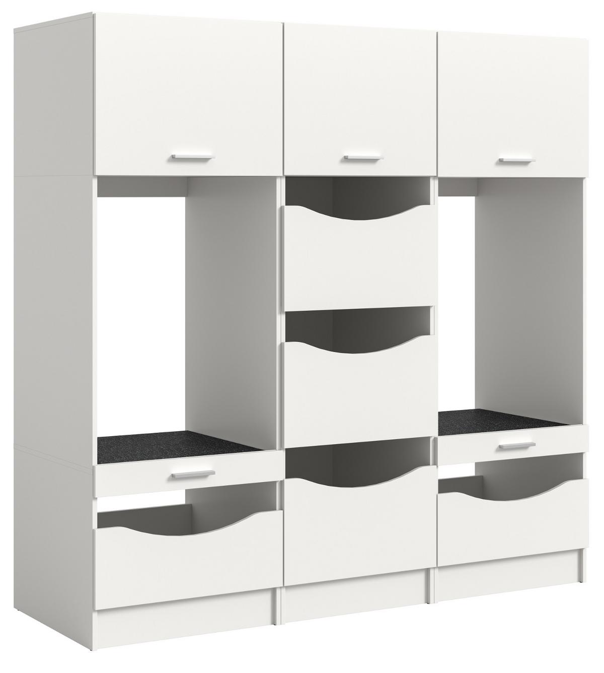 WASCHMASCHINENSCHRANK weiß Set 3-teilig, Waschmaschinenumbau 192 cm mit viel Stauraum - Silberfarben/Weiß, Glas/Holzwerkstoff (192/196/68cm) - Inn.Furn