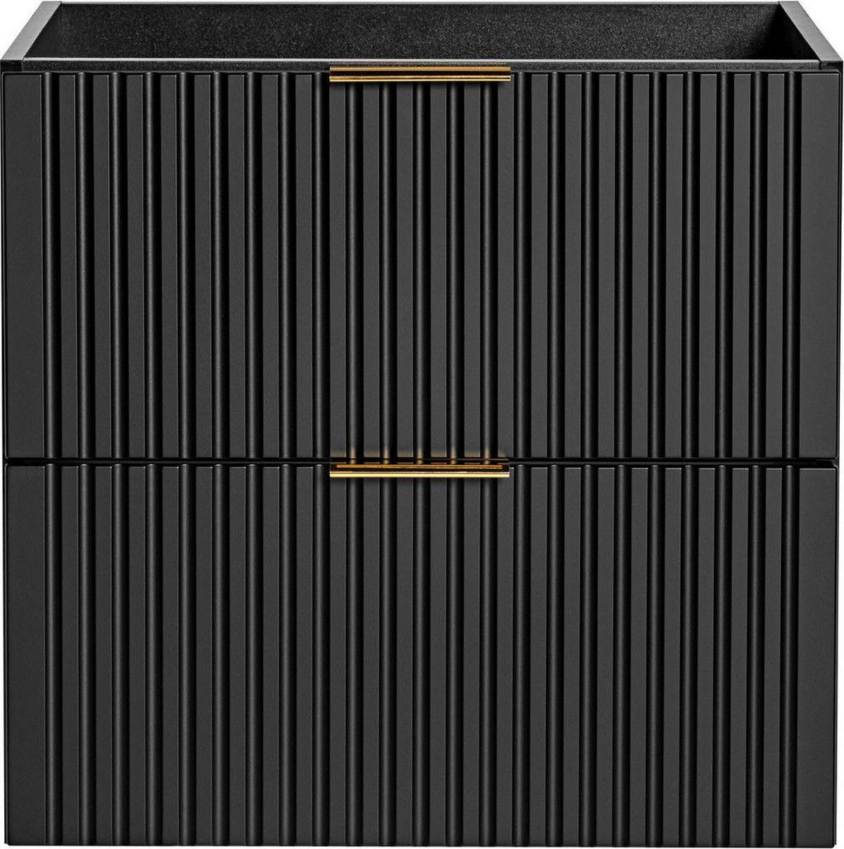 WASCHBECKENUNTERSCHRANK Niva hängend mit Rillenfronten in Schwarz, 60/57/46 cm - Multicolor/Schwarz, Holzwerkstoff/Kunststoff (60/57/46cm) - WFL GROUP