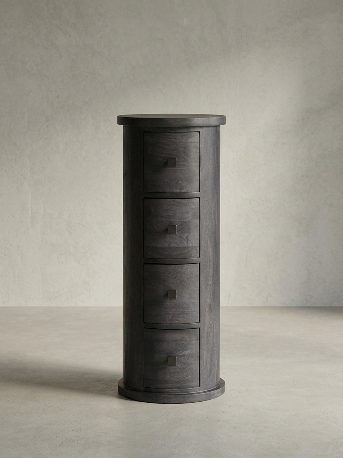 KOMMODE – Mango Massivholz, 34x85x34 cm, 4 Schubladen, schmal, schwarz - Schwarz, Holz (34/85/34cm) - KADIMA DESIGN