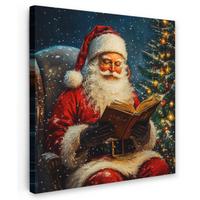 LEINWANDBILD Weihnachtsmann - Weihnachten - Winter - Weihnachtsbaum Wandbild Wohnzimmer 50x50 cm - Bordeaux, Textil (50/50cm) - MuchoWow