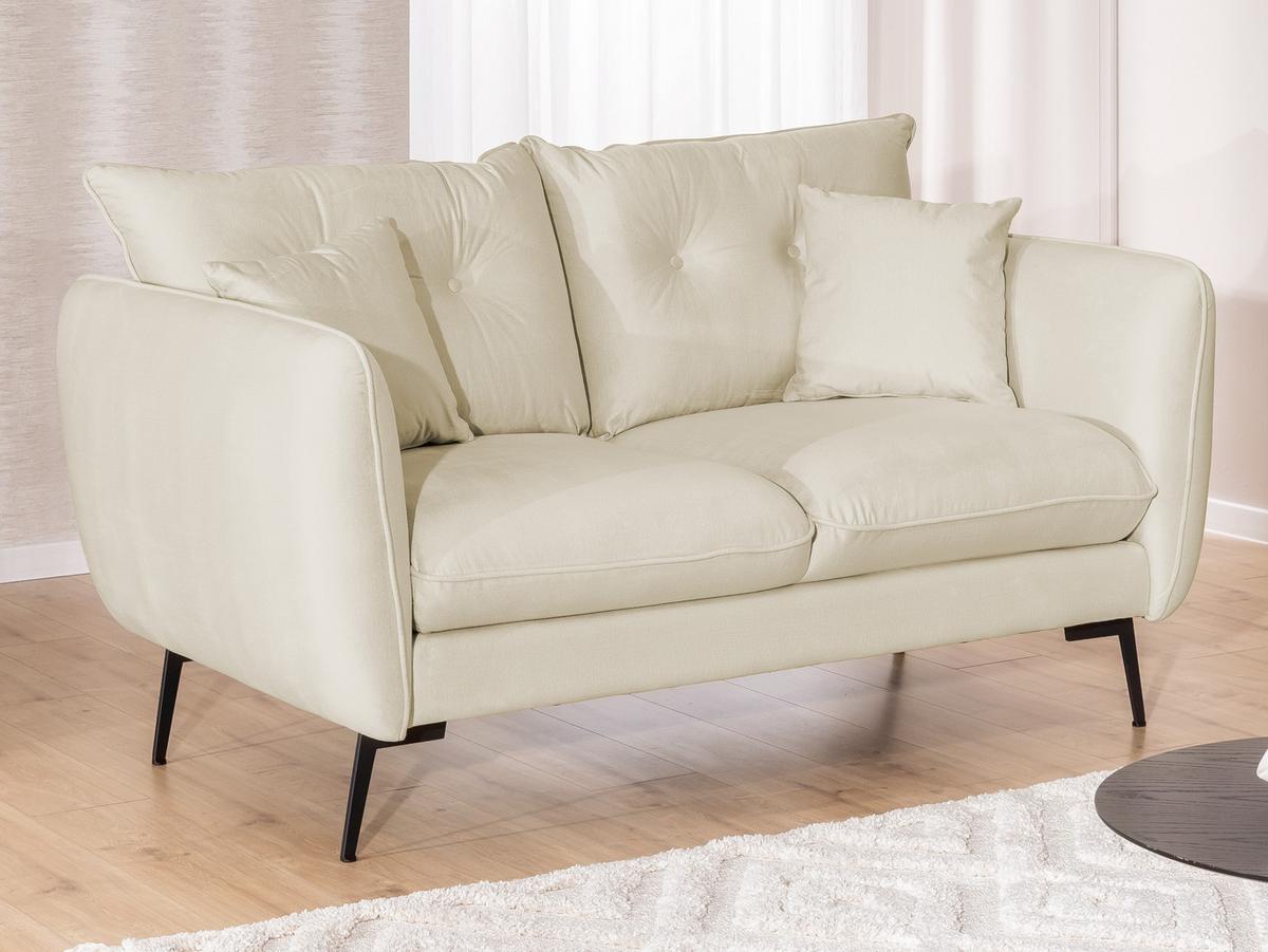 2-SITZER-SOFA Nordloft Beige Samt - Beige/Schwarz, Holz/Textil (174/86/100cm) - S-Style Möbel