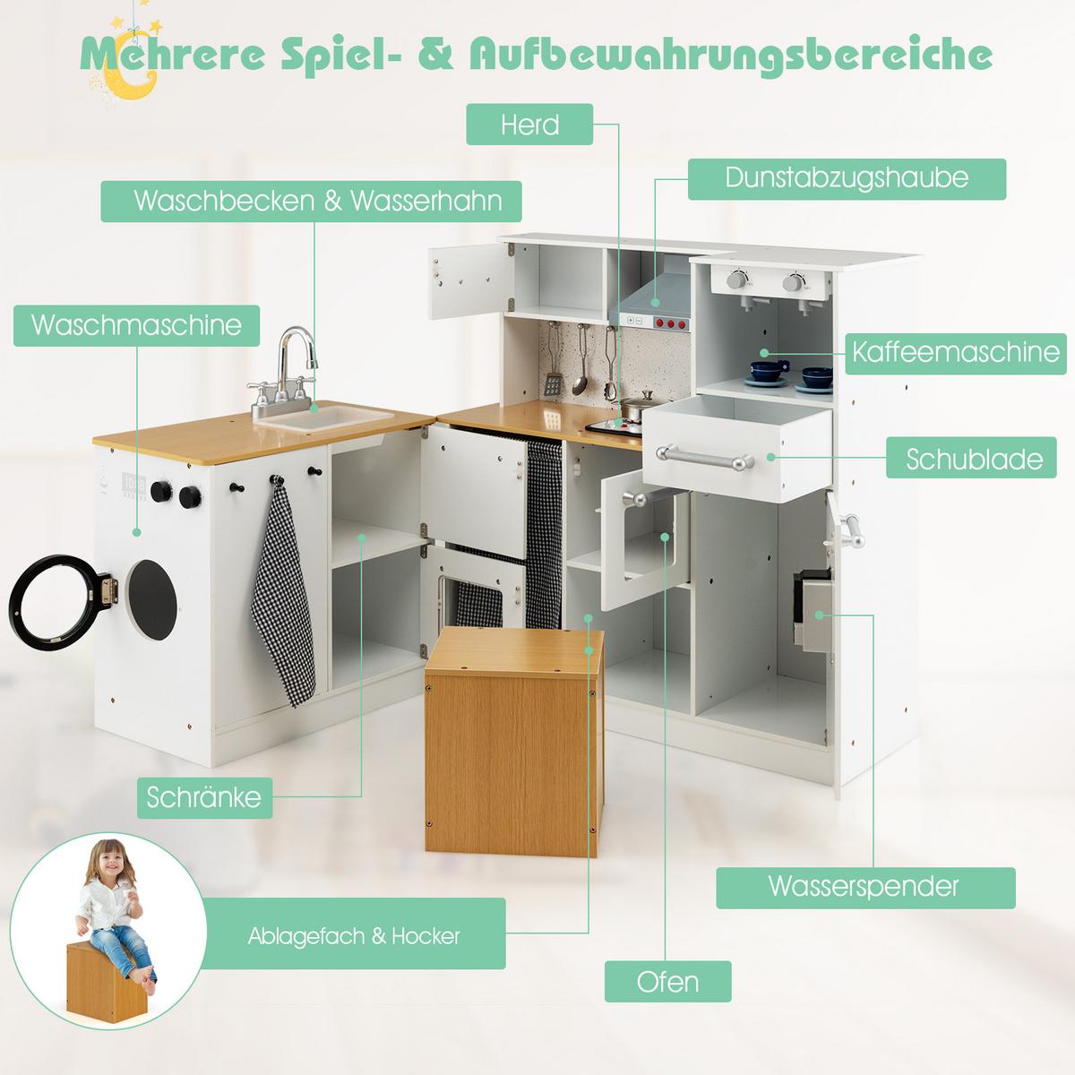 KINDERKÜCHEN Natur - Naturfarben, Holzwerkstoff (79/81/29cm) - COSTWAY