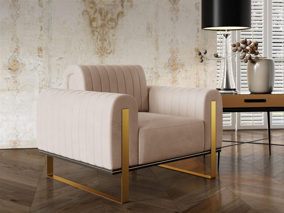 SESSEL Valerie - Beige, Holzwerkstoff/Textil (106/79/90cm) - Fun Möbel