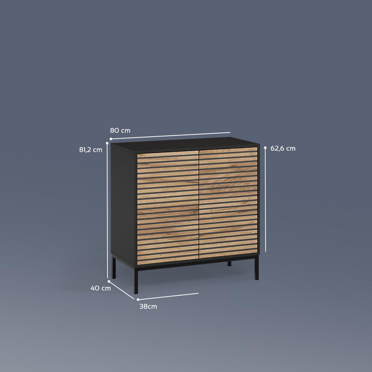 KOMMODE Aterno Goldkraft Eiche/Anthrazit mit 2 Türen - Honigeiche/Anthrazit, Holzwerkstoff (80/81.2/40cm) - Livinity®