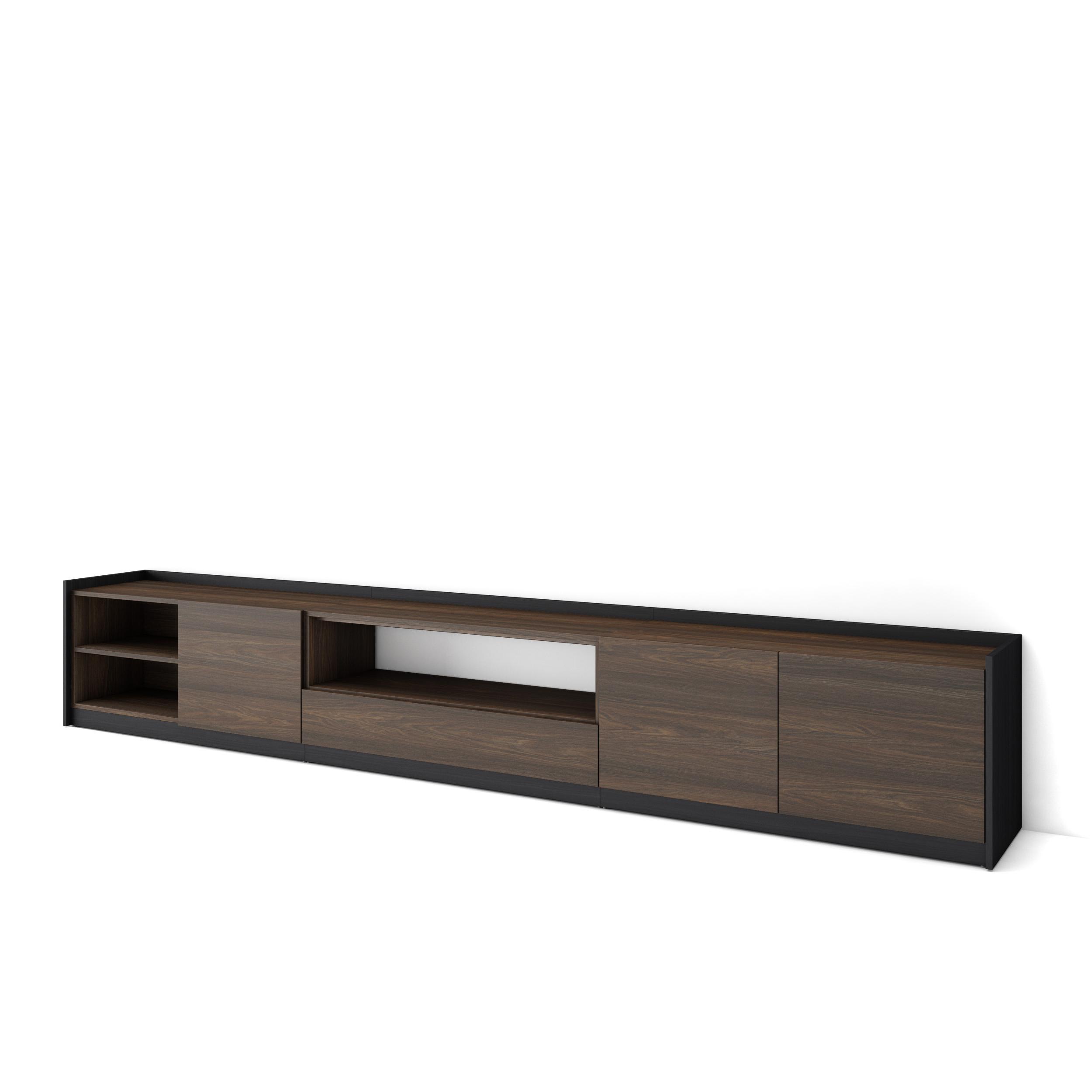LOWBOARD, Dunkler Eiche und Schwarz, 310/37/50cm - Hellbraun, Holzwerkstoff (310/50/37cm) - Skraut Home