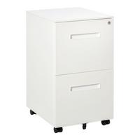 AKTENSCHRANK mit 2 Schubladen, Rollen, für Akten im A4 Format, Stahl, Weiß - Weiß, Metall (48/67/39cm) - Vinsetto
