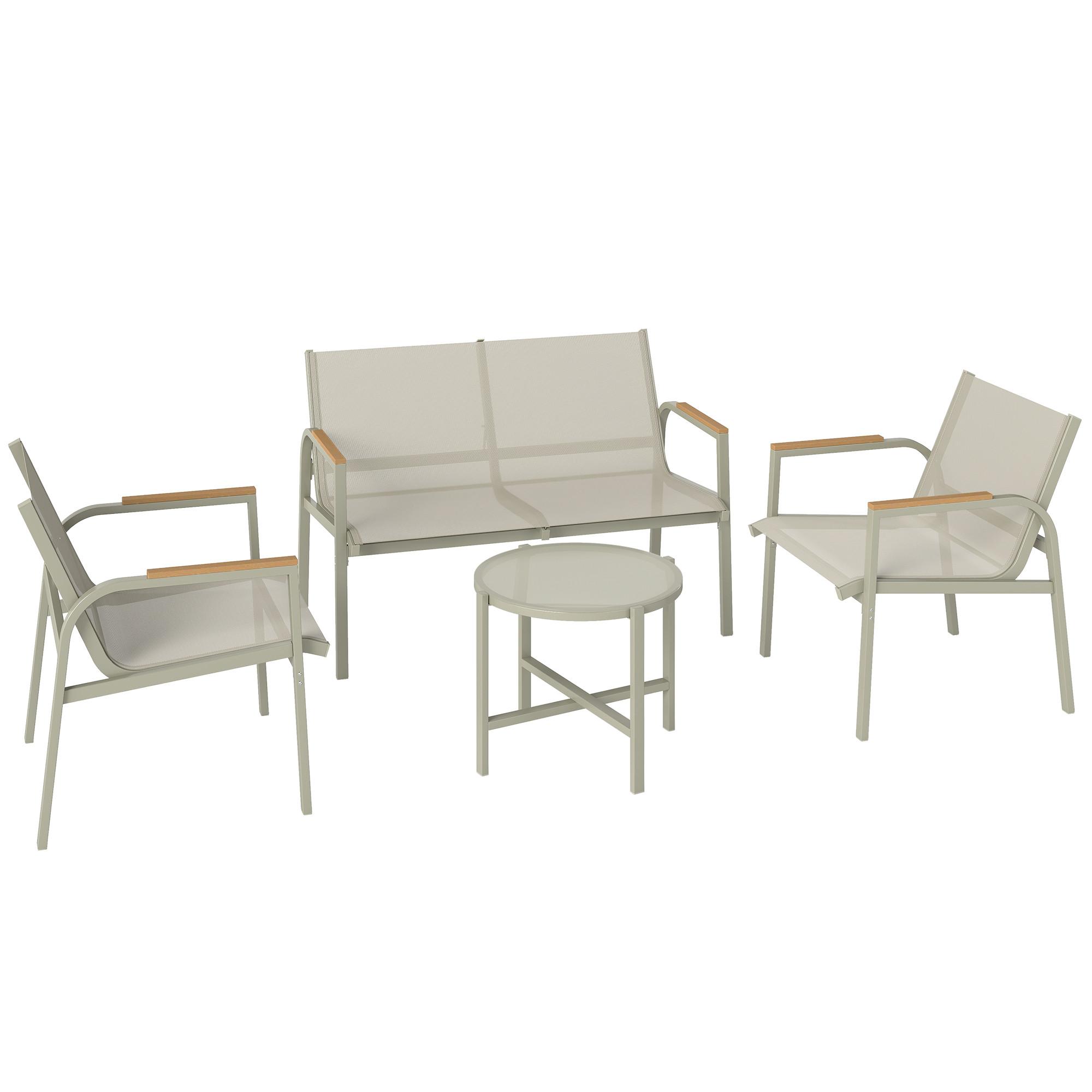 TERRASSENMÖBEL-SET 4-teilig Metall Texteline Grün - Grün, Textil/Metall - Outsunny