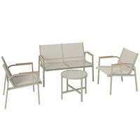 TERRASSENMÖBEL-SET 4-teilig Metall Texteline Grün - Grün, Textil/Metall - Outsunny