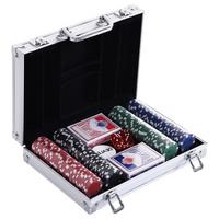 POKERKOFFER Pokerset Pokerchips 4/5 Farben 2 x Kartenspiel 5 x Würfel - Multicolor, Kunststoff (20.5/29.5cm) - HOMCOM