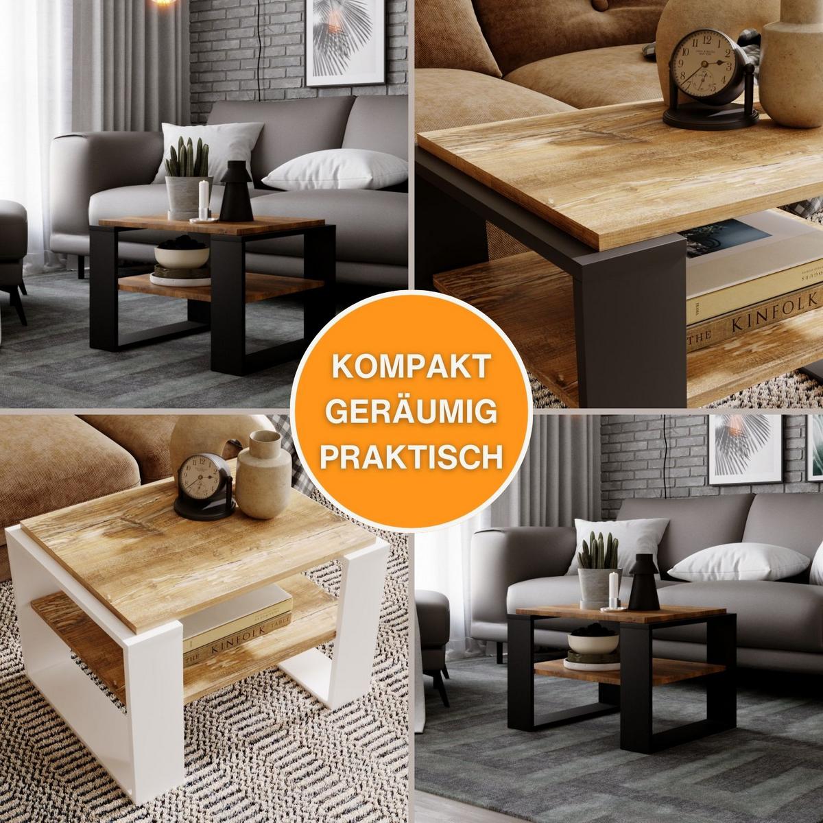 COUCHTISCH Holzwerkstoff rechteckig stabil Nussbaumfarben 44/54/63cm - Nussbaumfarben/Schwarz, Holzwerkstoff (54/63/44cm) - CraftPAK