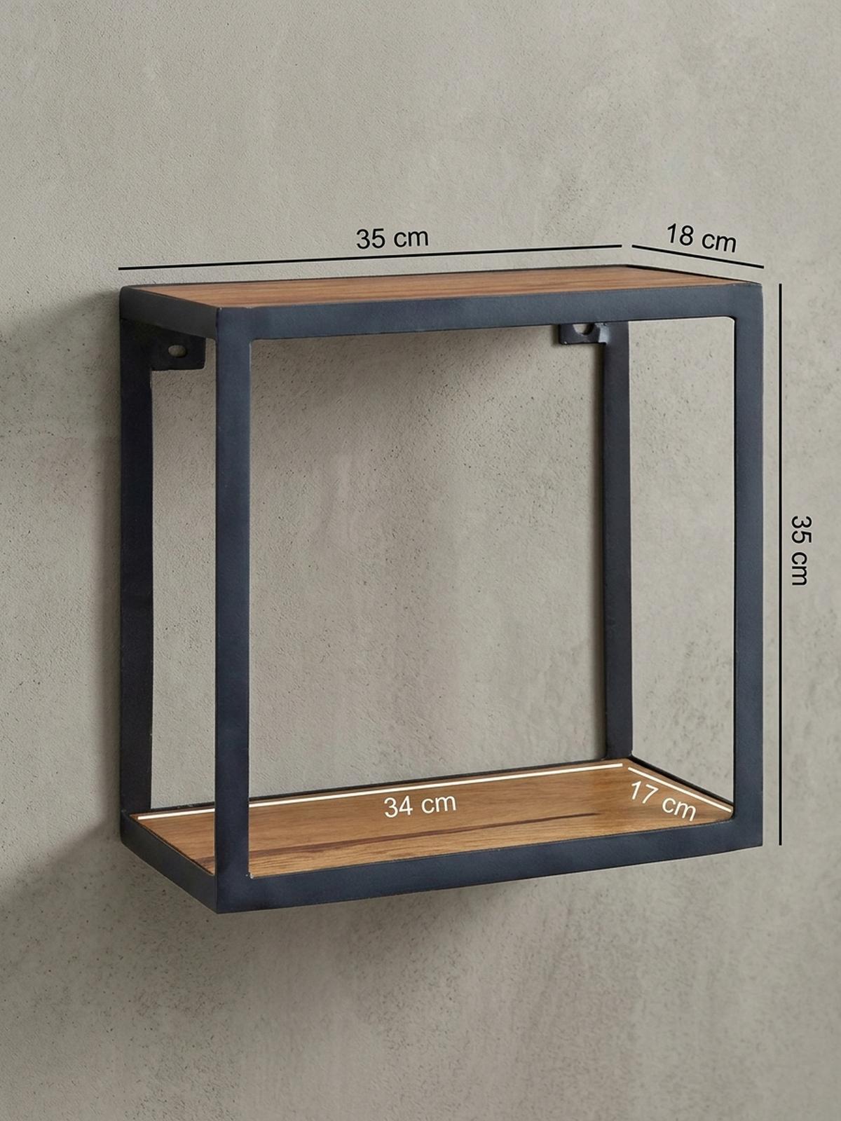 WANDREGAL Holz Metall Modern Stil 35x35x18 cm - Schwarz, Holz/Metall (35/35/18cm) - KADIMA DESIGN