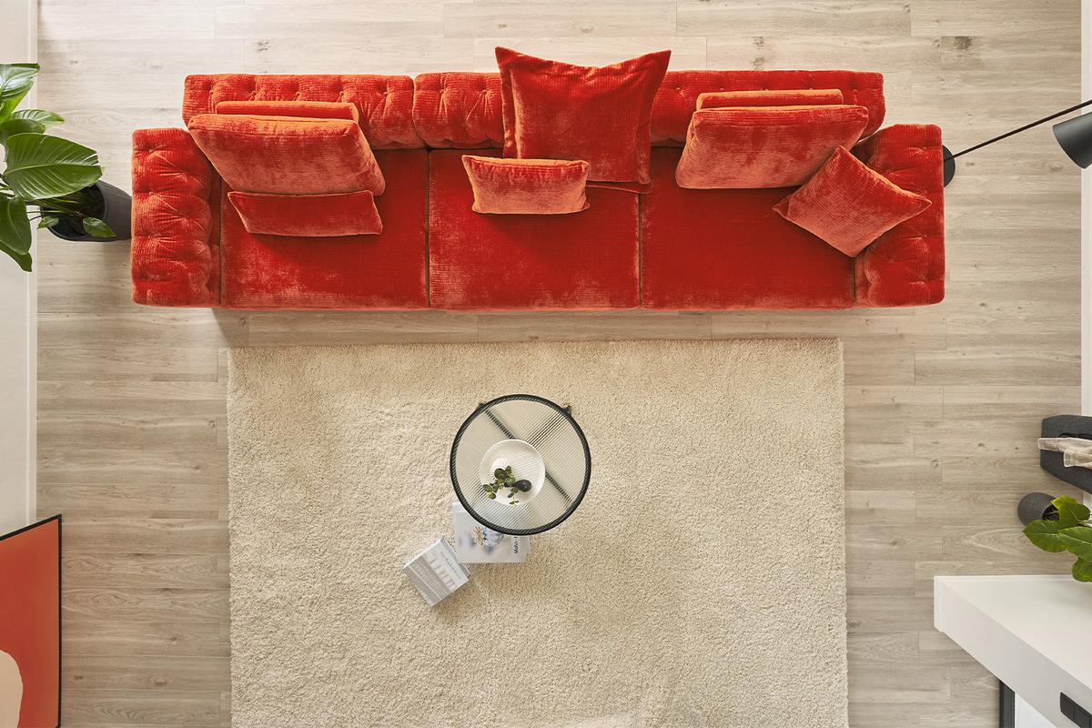 FLATTERKISSEN MEDIUM SEPHI Rot Cord - Rot, Textil (75/75cm) - KAWOLA