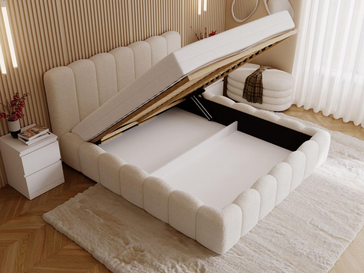 POLSTERBETT Smile 200x200 Bouclé-Stoff Creme - Creme, Textil (200/200cm) - Graingold