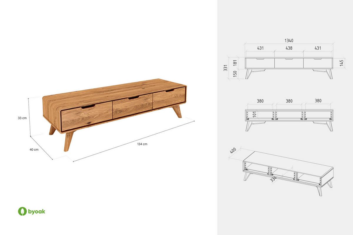 GREG TV-SCHRANK Kernbuche - Kernbuche, Holz (134/33/40cm) - byoak