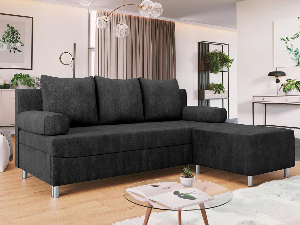 SCHLAFSOFA Dover mit Polsterhocker - Chromfarben/Anthrazit, Holz/Kunststoff (192/86/80cm) - MIRJAN24