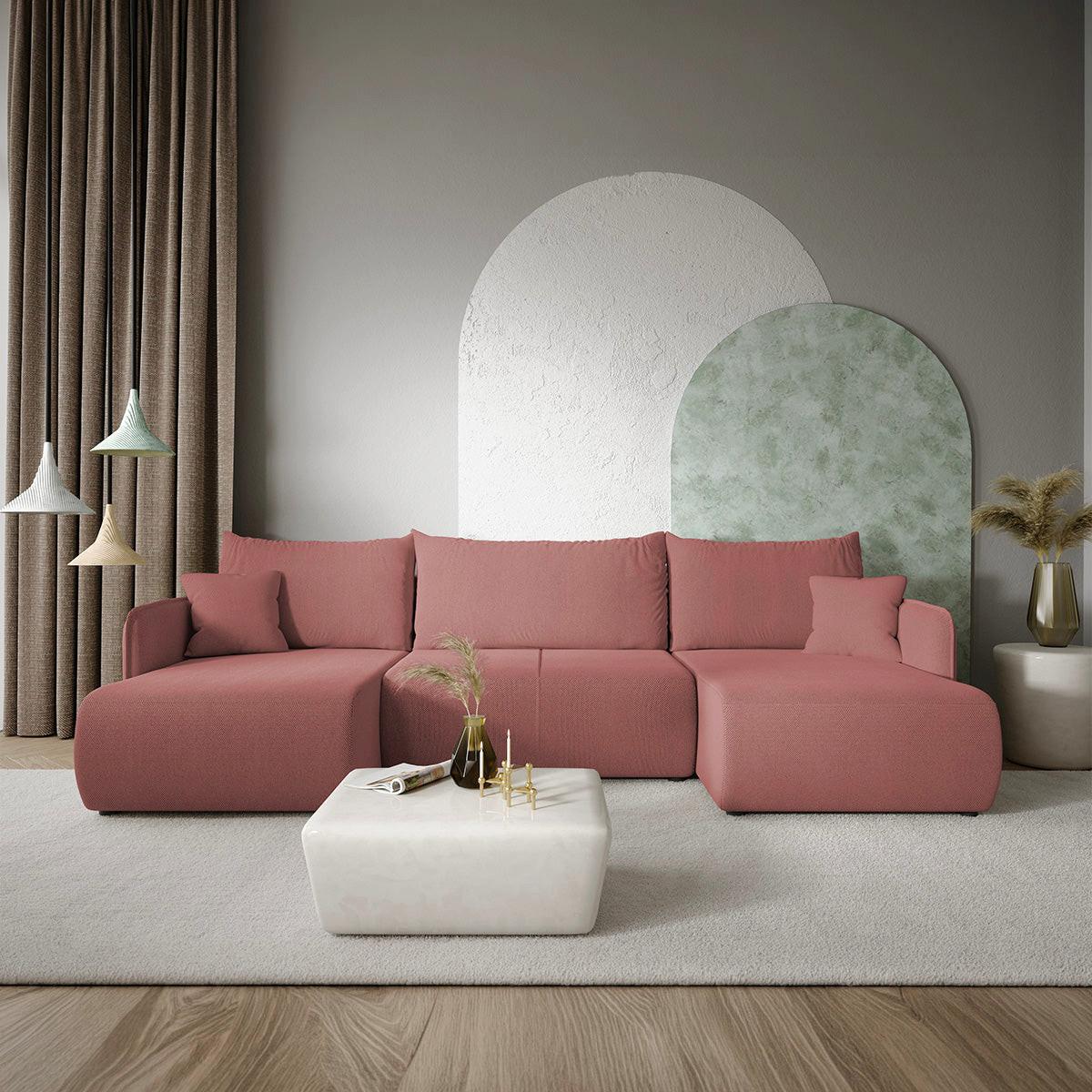 PANORAMASOFA Claudio 5 Sitzplätze Rose - Rosa, Holz (290/86/148cm) - Petits-meubles