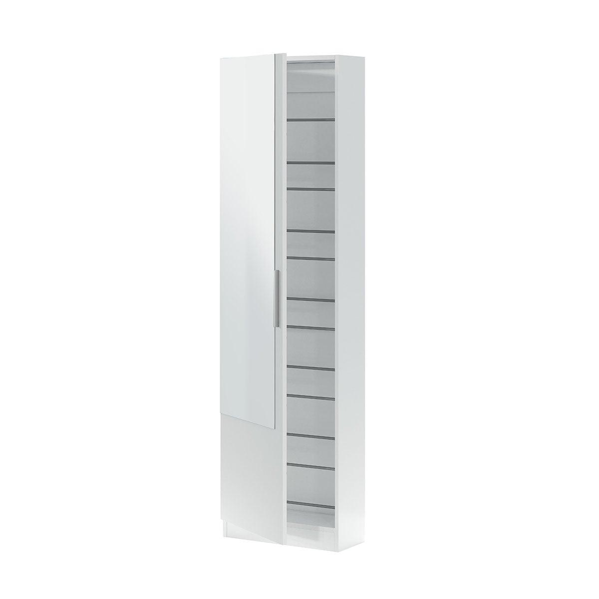 SCHUHSCHRANK, 1 Tür mit Spiegel - H180 cm - Weiß, Holzwerkstoff (22/180/6.5cm) - Calicosy
