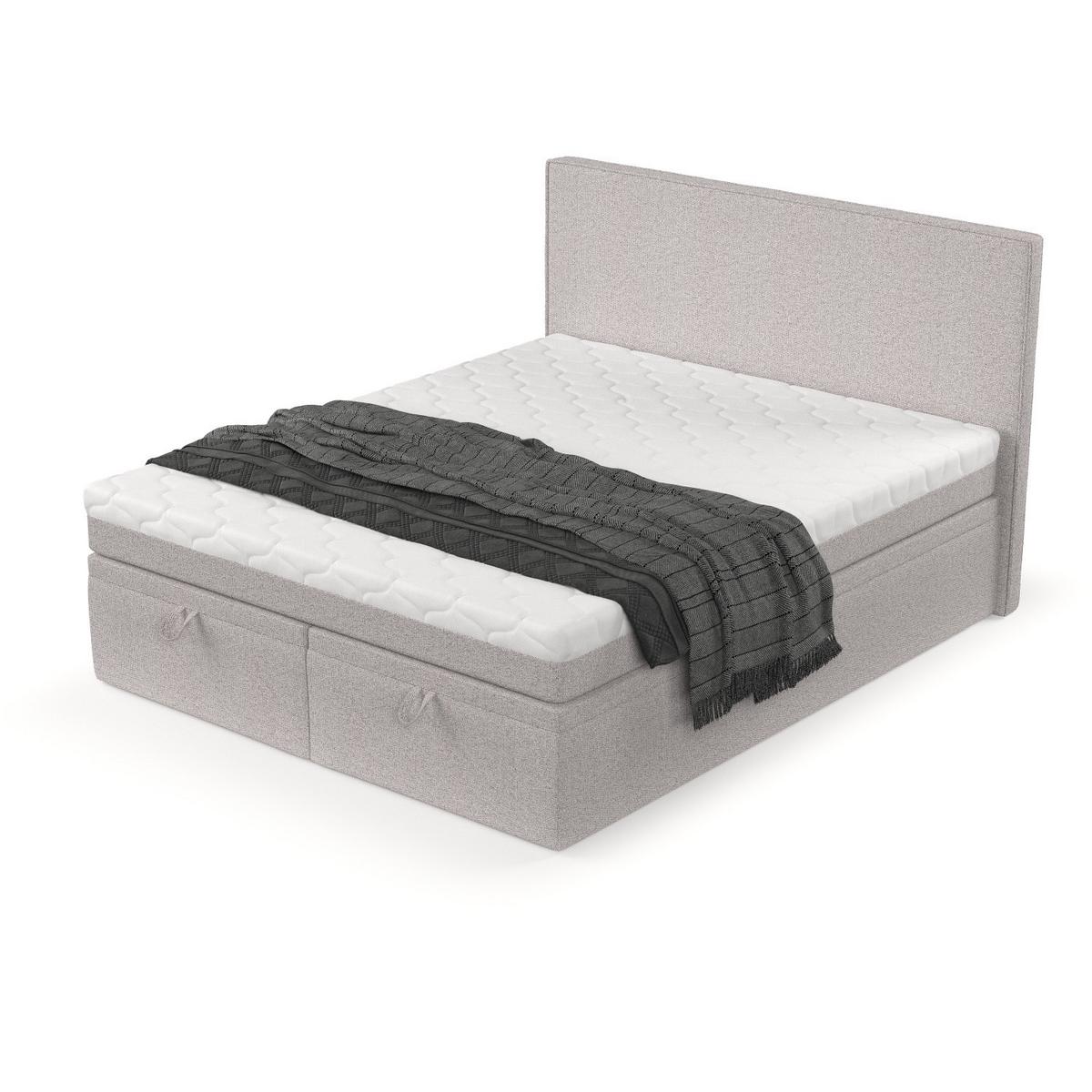 BOXBETT Zalla 140/200 cm Beige im Riva Stoff - Beige/Schwarz, Holz/Holzwerkstoff (140/200cm) - AltaBeds