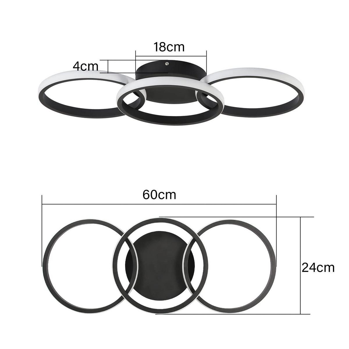 LED-DECKENLEUCHTE Ferdinand 60/24/4 cm - Schwarz, Metall (60/24/8cm) - ZMH