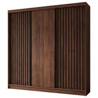 SCHWEBETÜRENSCHRANK Helios II mit Schubladen und Lamellen 240/216/61 Walnuss+Schwarz - Walnussfarben, Holzwerkstoff (240/216/61cm) - Beautysofa