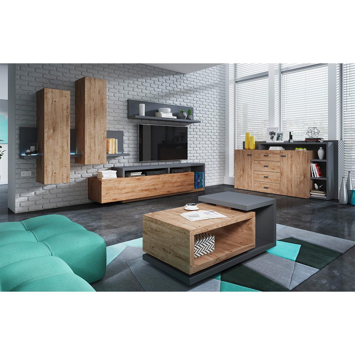 SIDEBOARD Ilyes Holz und Grau - Grau, Holzwerkstoff (180/98/37cm) - Petits-meubles