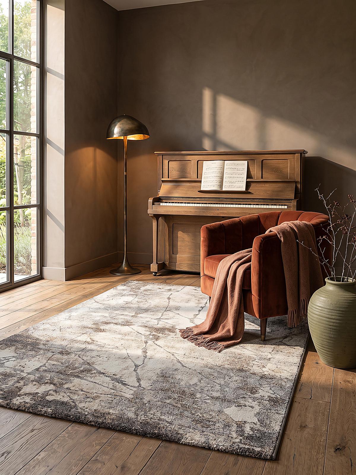 TEPPICH Kurzflor OGLIO Abstrakt Polypropylen-Polyester Natur 200 x 290 cm - Beige, Textil (200/290cm) - KADIMA DESIGN