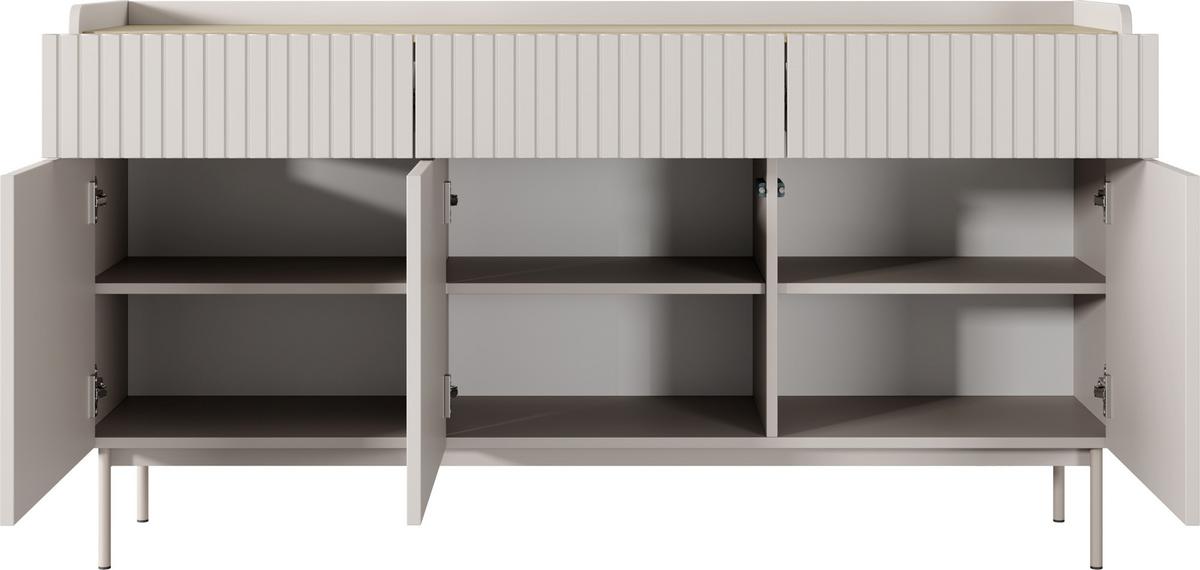 SIDEBOARD Nolle in Beige & Scandi Eiche 153/82/38 cm - Sandfarben/Beige, Holzwerkstoff/Metall (153/82.2/38cm) - WFL GROUP