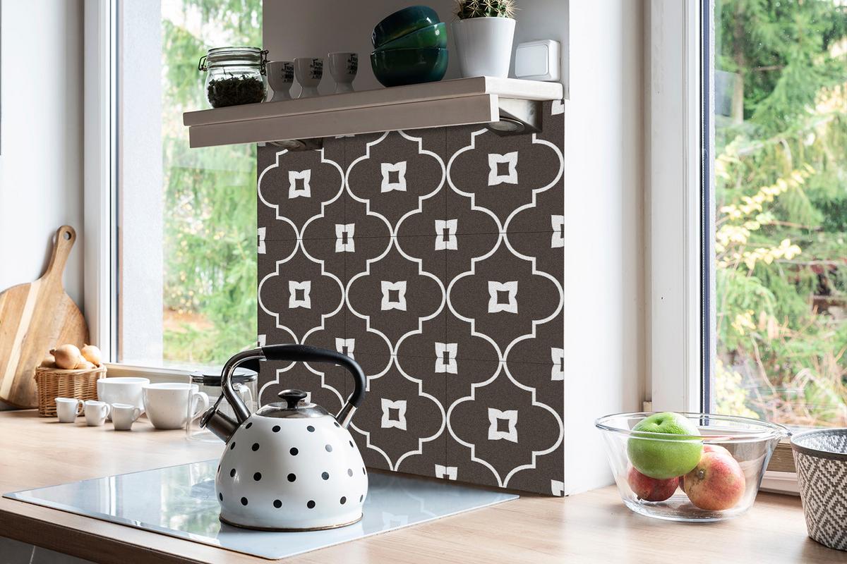FLIESENAUFKLEBER 9 Stück 30x30 cm selbstklebend Orientalisches Motiv - Braun, Textil (30/1.6/30cm) - TULUP