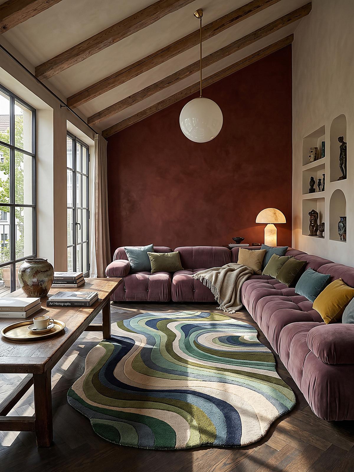 WOLLTEPPICH handgetuftet EFFRA, Wellen-Swirl, Erdtöne-Grün, 200 x 290 cm - Grün, Textil (200/290cm) - KADIMA DESIGN