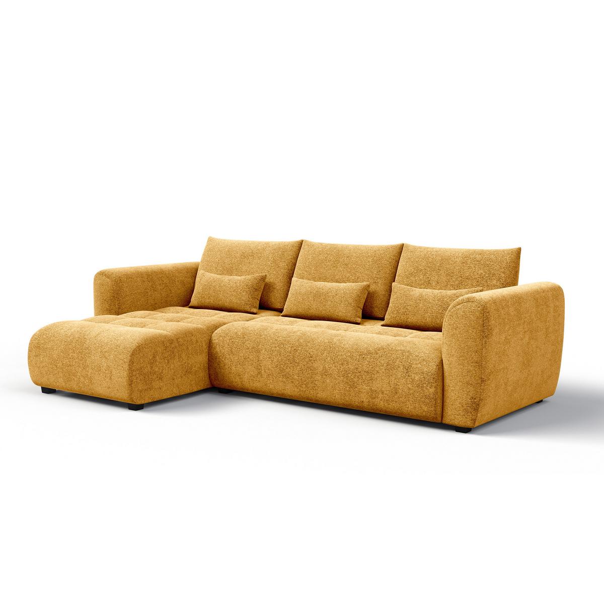 ECKSOFA SORENO 4-Sitzer, gelb - Gelb/Schwarz, Holz/Textil (293/171cm) - Wozimo