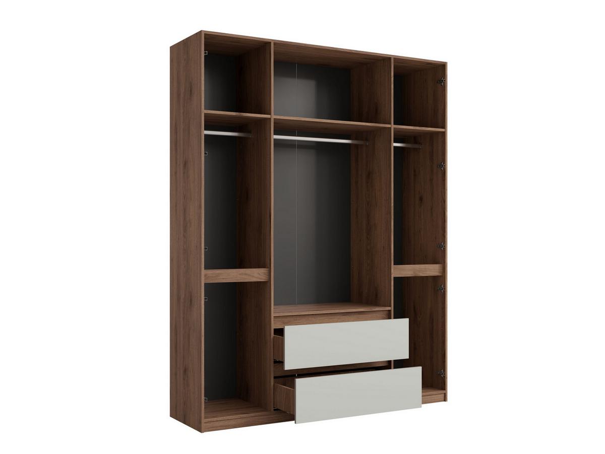 DREHTÜRENSCHRANK VELEN 180/230,5/51,4cm 6-türig Nussbaumfarben - Nussbaumfarben/Grau, Holzwerkstoff (180/230.5/51.4cm) - MASSENO