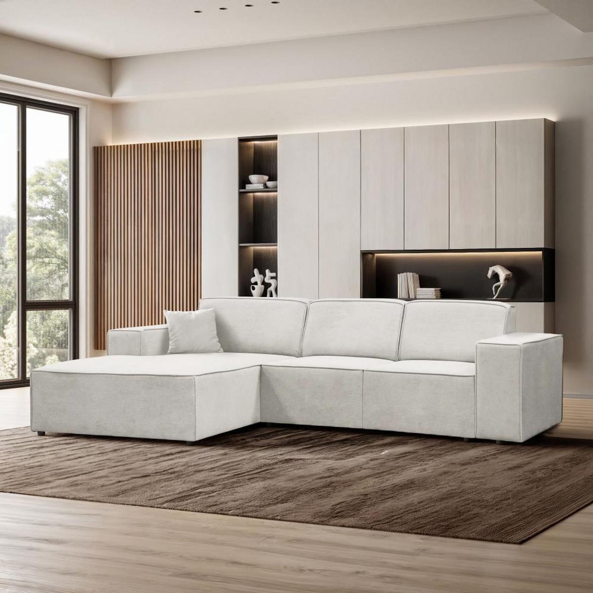 ECKSOFA ohne Schlaffunktion Pedro L beige links - Beige/Schwarz, Kunststoff/Textil (267/170cm) - Beautysofa