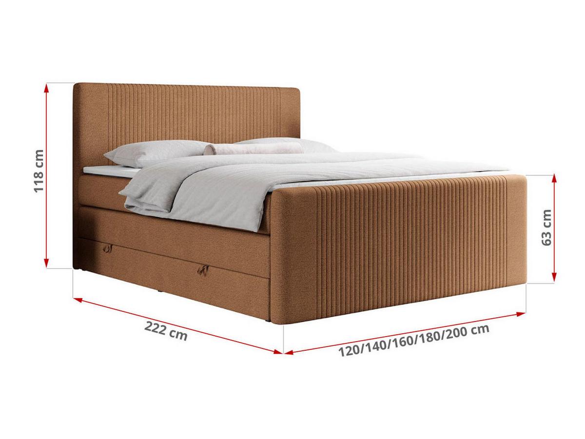 BOXSPRINGBETT KING DOREN 200/200 Orange Struktur - H3 - Orange, Holz/Textil (200/200cm) - MKS